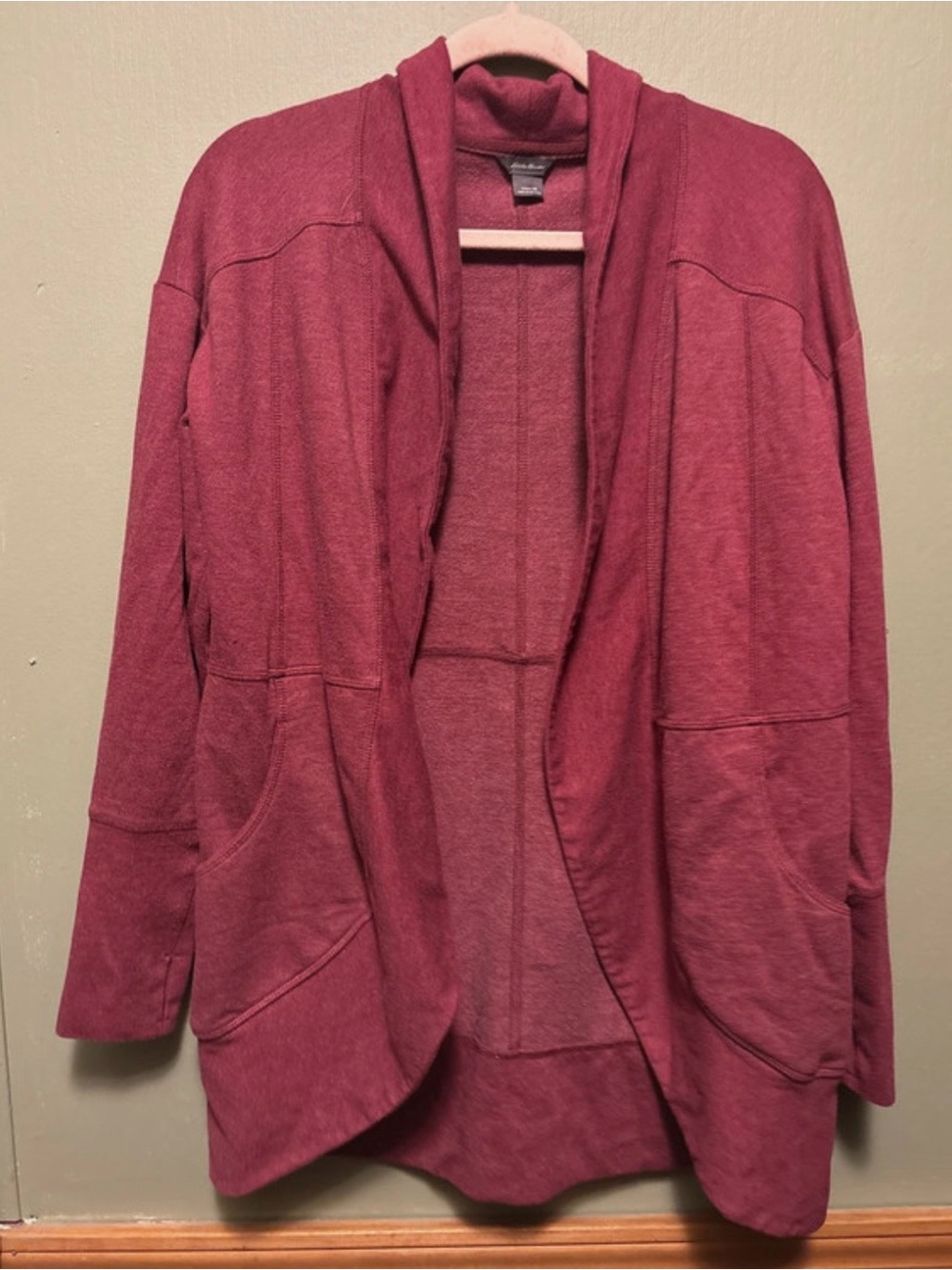 Eddie Bauer Open-Front Cardigan in Wine
